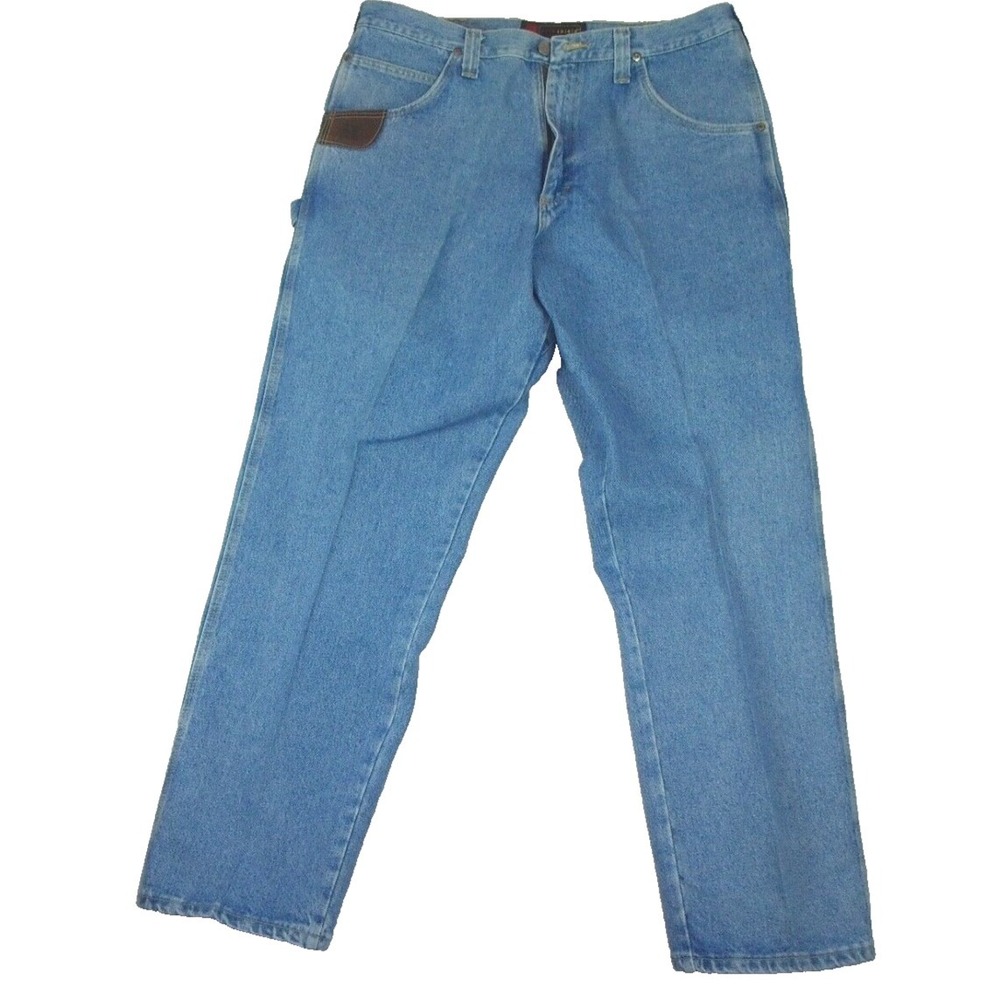 Riggs Workwear Wrangler DuraShield Denim Carpenter Jeans Light Wash Blue Mens